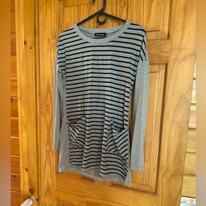 Gray and Black Long Sleeve Boxy Tunic